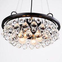 Load image into Gallery viewer, Industrial Antique Metal and Crystal 4-light Round Chandelier - EK CHIC HOME