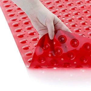 Red Extra Long Bath Mat Adds Non-Slip Traction to Tubs & Showers - EK CHIC HOME