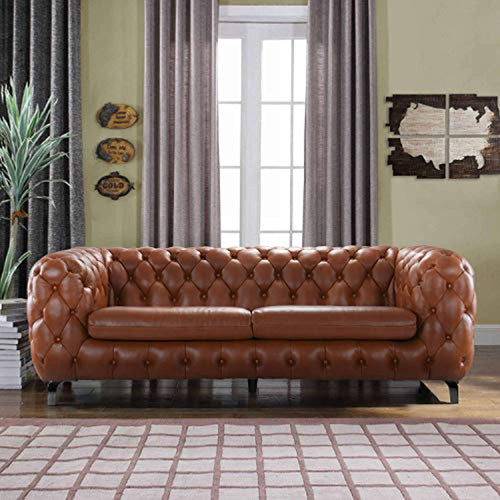 Casa Modern Tufted Button Leather Upholstered Chesterfield Sofa - EK CHIC HOME