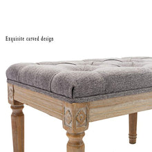 Load image into Gallery viewer, Fabric Upholstered Entryway Ottoman Bench, Classic Bench with Carved Pattern - EK CHIC HOME