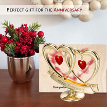 Load image into Gallery viewer, 24K Gold Plated Happy Anniversary Double Heart Figurine - EK CHIC HOME