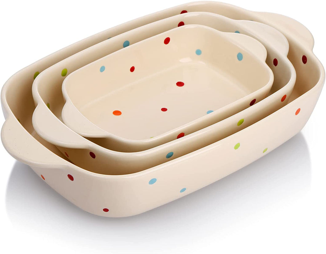 Porcelain Bakeware Set, Ceramic Baking Dish Pans with Handles - EK CHIC HOME
