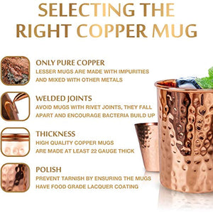 Moscow Mule Copper Mugs Set :4 16 oz. Solid Genuine Copper Mugs : Cylindrical Shape - EK CHIC HOME