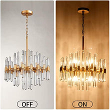 Load image into Gallery viewer, Crystal Chandelier，8 Light Round Pendant Light，Width 19 inch，Brass Metal + Clear Glass - EK CHIC HOME