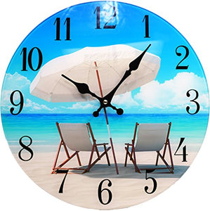 Beach Chair Glass Wall Clock New-13-X-13 - EK CHIC HOME