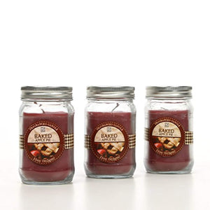 Set of 3, Baked Apple Scented Mason Jar Candles 11 oz Each - EK CHIC HOME