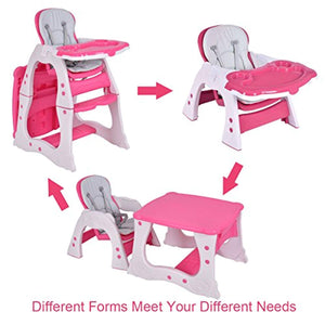 Baby High Chair, 3 in 1 Infant Table and Chair Set, Convertible Booster Seat with 3-Position - EK CHIC HOME