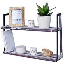 Load image into Gallery viewer, Wall Mount Rustic Shelves - Floating 2-Tier Hanging Shelf - EK CHIC HOME