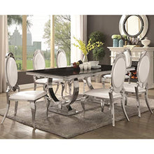 Load image into Gallery viewer, Luxurious Modern Design Stainless Steel Dining Set with Black Glass Table Top 1-Table, 6-Chairs - EK CHIC HOME