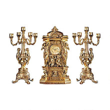 Load image into Gallery viewer, Chateau Chambord Clock and Candelabra Ensemble, 20 Inch, Complete Set of 3 Pcs - EK CHIC HOME