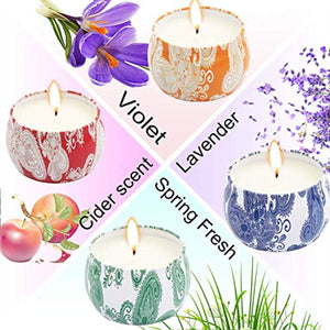 Scented Candles Gift Sets, Natural Soy Wax 4.4 Oz  Aromatherapy - EK CHIC HOME