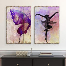 Load image into Gallery viewer, Watercolored Butterfly on a Wooden Canvas Background and an Elegant Ballerina on a Watercolor Background - Canvas Art - EK CHIC HOME