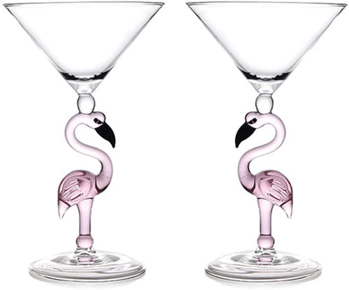 Martini Glasses 2-Set - Flamingo 5-Ounce Cocktail Glasses - EK CHIC HOME