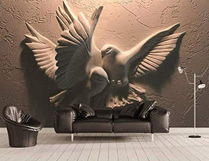 3D Embossed Sculpture Wallpaper Cement Pigeon Wall Mural Minimalist Home Decor - EK CHIC HOME