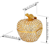 Load image into Gallery viewer, Hand Painted Enameled Gold Apple Diamond Decorative Hinged Jewelry Trinket Box - EK CHIC HOME