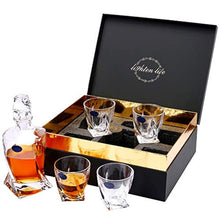 Load image into Gallery viewer, Premium Crystal Whiskey Bottle with 4 Whiskey Glasses - EK CHIC HOME