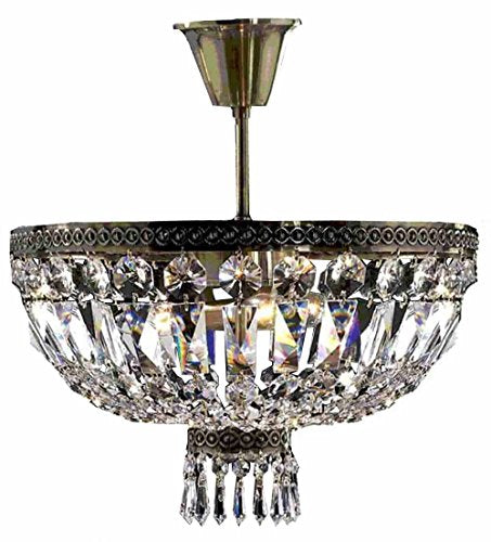 Metropolitan 4 Light Flush Mount Ceiling Light, Antique Bronze Finish Crystal 16