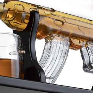 Gun Large Decanter Set Bullet Glasses - Limited Edition Mohogany Wooden Base - EK CHIC HOME