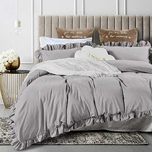 Load image into Gallery viewer, Ruffle Duvet Cover Queen 100% Washed Cotton Farmhouse Chic SET - EK CHIC HOME