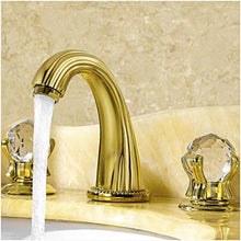 Load image into Gallery viewer, Luxury Gold Finish Bathroom Faucet with Crystal Knobs 3 Holes Bath Sink - EK CHIC HOME