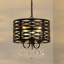 Load image into Gallery viewer, 3-Lights Crystal Chandelier, Antique Black Round Beaded - EK CHIC HOME