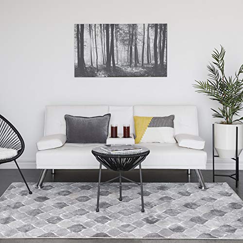 Modern Leather Convertible Folding Futon Sofa Bed Recliner Couch w/Metal Legs - EK CHIC HOME