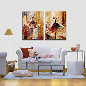 2 Piece Modern  100% Hand Painted  Oil Canvas Wall Art - EK CHIC HOME