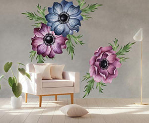 Anemone Floral Wall Decal Watercolor Wall Stickers Flowers Peel n Stick - EK CHIC HOME