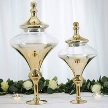 Load image into Gallery viewer, Pack of 2 | Chrome Gold Teardrop Ombre Glass Candy Jars - 27&quot; &amp; 22&quot; - EK CHIC HOME