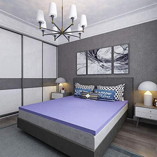 2 Inch Lavender Color Memory Foam Mattress Topper (Queen) - EK CHIC HOME