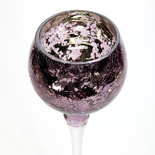Set of 3 Crackle Purple Glass Tealight Holders (9