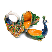 Load image into Gallery viewer, Hand Painted Enameled Peacock Decorative Hinged Jewelry Trinket Box - EK CHIC HOME