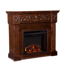 Load image into Gallery viewer, Carved Electric Fireplace - Elegant Mantel Style w/ Floral Trim - Remote Control - EK CHIC HOME