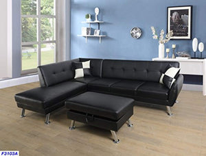 CHIC Fine Sectional Sofa Set, Black - EK CHIC HOME