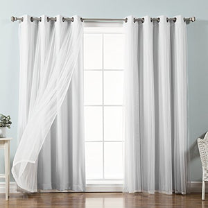 Mix & Match Tulle Sheer Lace & Blackout Curtain Set  52"W X 96"L - (2 Curtains and 2 Sheer curtains) - EK CHIC HOME