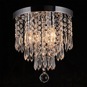 Crystal Chandeliers Flush Mount Ceiling Light Lamp, Diameter 11.0 Inch Height 11.8 Inch, 3 Lights - EK CHIC HOME