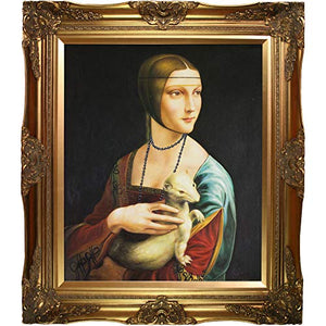 Da Vinci Lady with an Ermine Artwork, Gold Finish - EK CHIC HOME