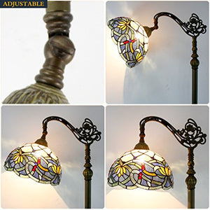 Tiffany  Floor Lamp Stained Glass Lotus Lampshade in 64 Inch Tall Antique Arched Base - EK CHIC HOME