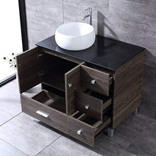 Load image into Gallery viewer, 36” Bathroom PLY Wood Vanity Cabinet Top Ceramic Vessel Sink Faucet Drain Combo with Mirror Vanities Set - EK CHIC HOME