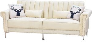 Convertible Velvet Upholstered Sofa, Sleeper, 85'' - EK CHIC HOME