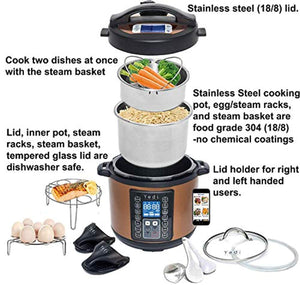 9 in 1 Total Package Instant Programmable Pressure Cooker, 6 Quart - EK CHIC HOME