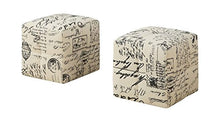 Load image into Gallery viewer, 2 Piece French Script Print Ottoman, Off-White/Black - EK CHIC HOME