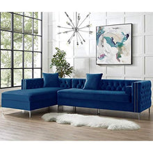 Load image into Gallery viewer, CHIC Brika Home 115&quot; Velvet Tufted Left Facing Sectional in Blue - EK CHIC HOME