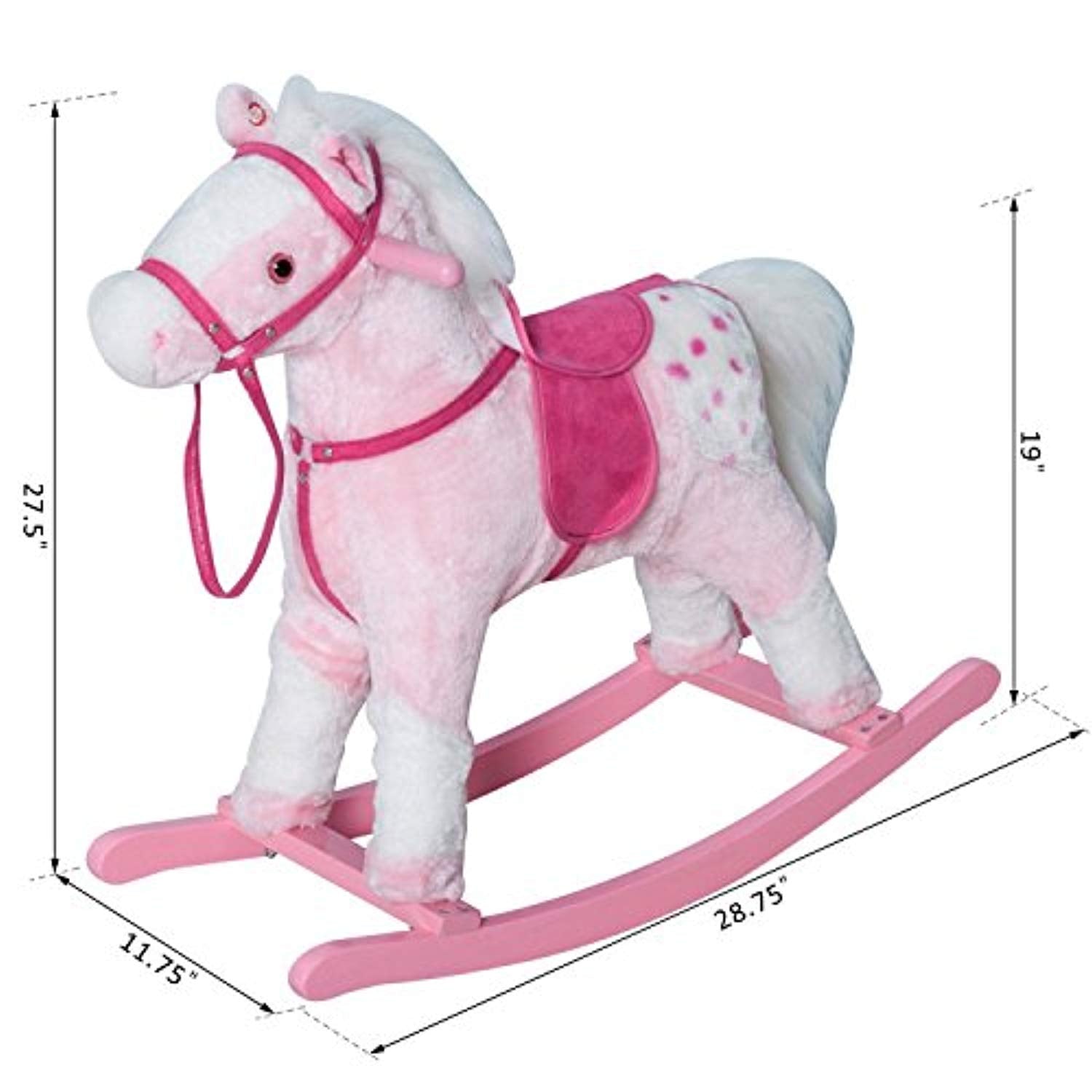 Pony Rocking Toy Kids Plush Toy Rocking Horse Pony with Realistic Sounds - Pink