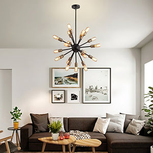 Mid Century Modern Pendant 18 Light Rustic Ceiling Light Bronze and Black - EK CHIC HOME