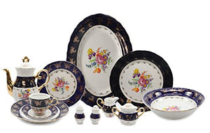 Royalty Porcelain 49pc Banquet Dinnerware Set for 8, 24K Gold Bone China - EK CHIC HOME
