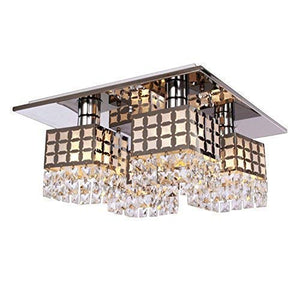 Crystal Flush Mount Ceiling Light Fixture Square Modern Chandelier - EK CHIC HOME