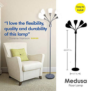 MEDUSA Grey Floor Lamp with White Acrylic Shades - EK CHIC HOME