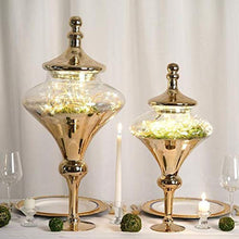 Load image into Gallery viewer, Pack of 2 | Chrome Gold Teardrop Ombre Glass Candy Jars - 27&quot; &amp; 22&quot; - EK CHIC HOME