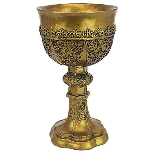 Golden Chalice of King Arthur Medieval Decor Gothic Goblet Sculpture - EK CHIC HOME